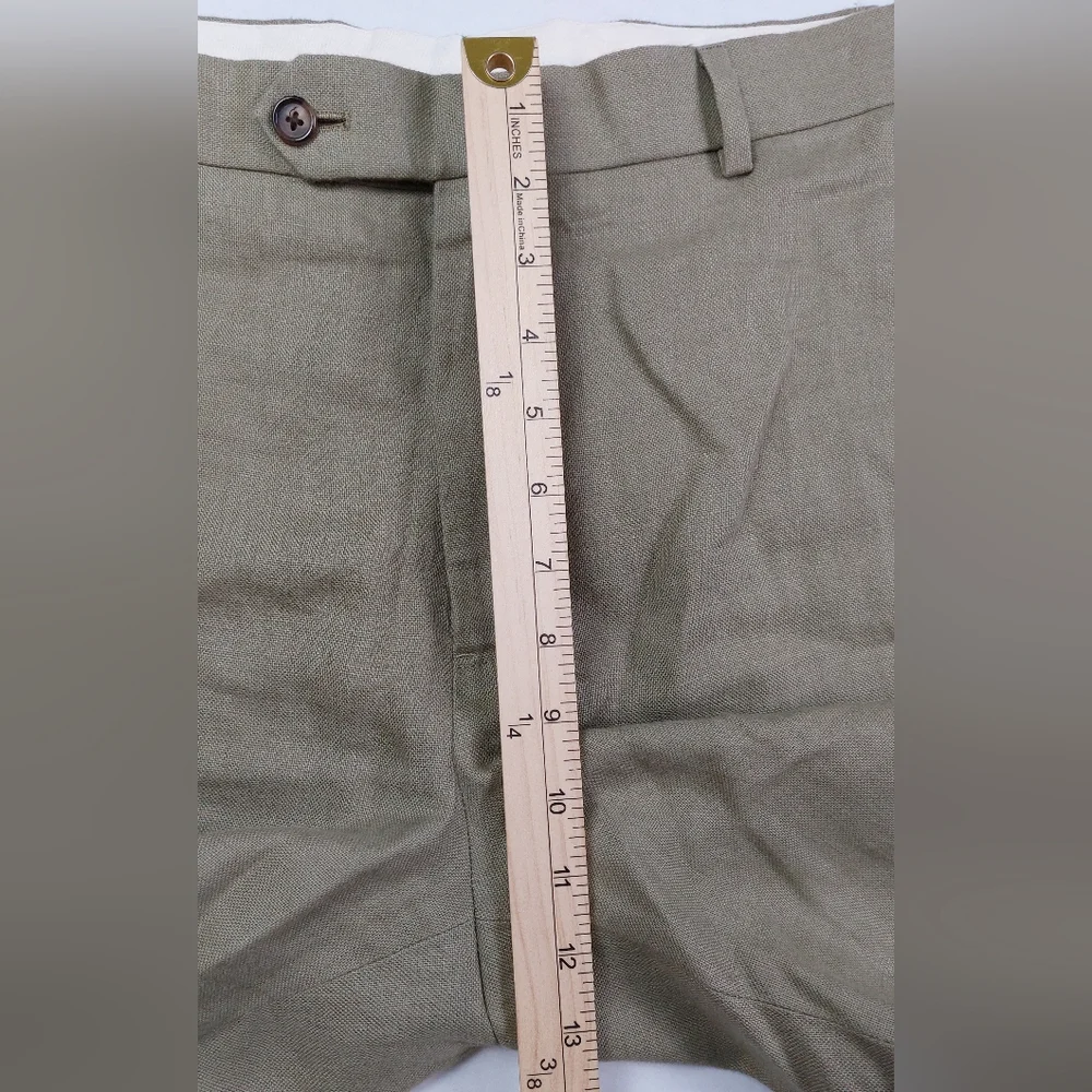Brooks Brothers Baird McNutt 1818 Madison Pants Mens 38x30 (38x26.5) Tan Linen